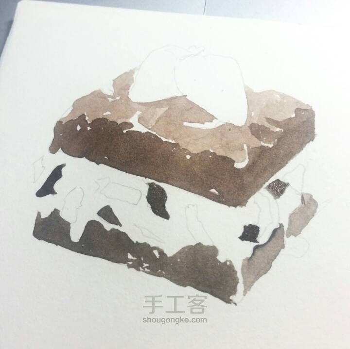 小盒子手绘㊣↣草莓巧克力蛋糕 第3步
