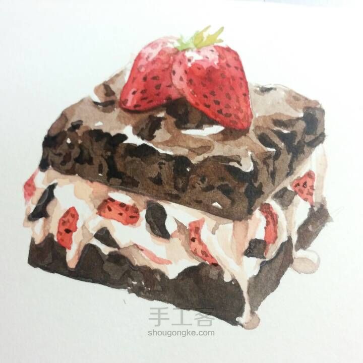 小盒子手绘㊣↣草莓巧克力蛋糕 第9步