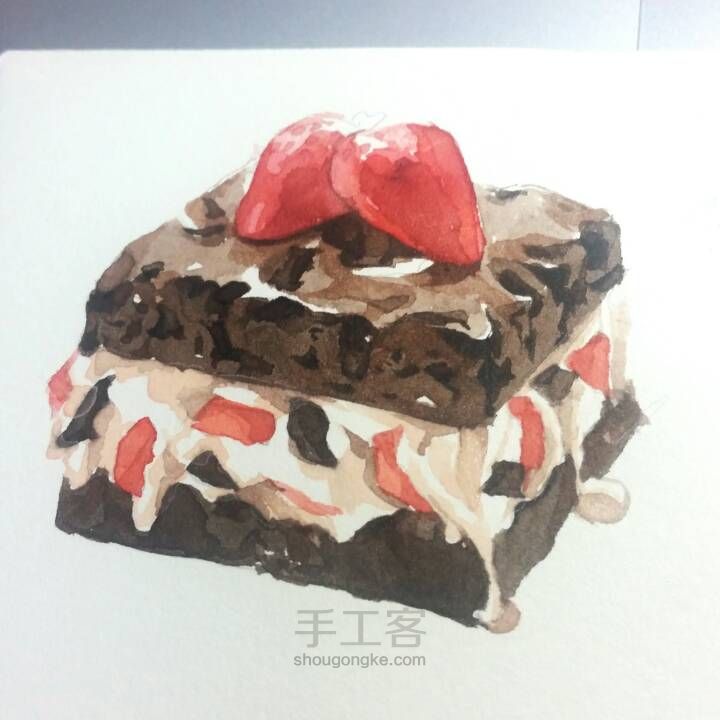 小盒子手绘㊣↣草莓巧克力蛋糕 第8步