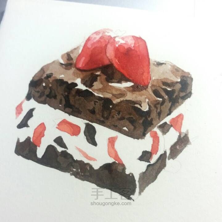 小盒子手绘㊣↣草莓巧克力蛋糕 第7步