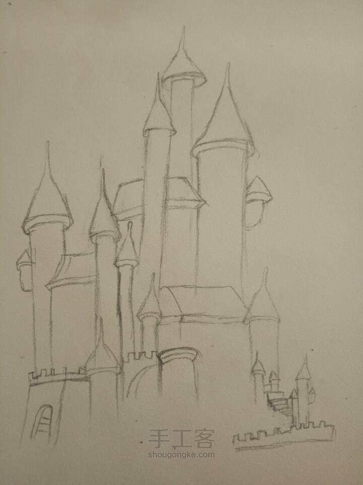 城堡简笔画 第2步