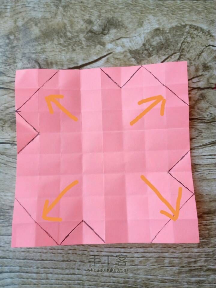 超详细改良版玫瑰花折纸教程不喜勿喷 第5步