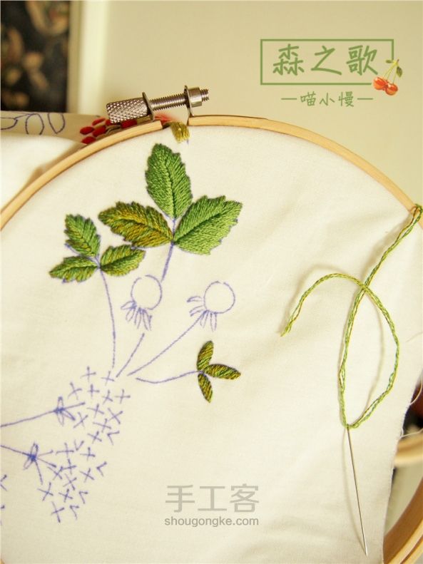 刺绣植物花环(材料包有售) 第6步
