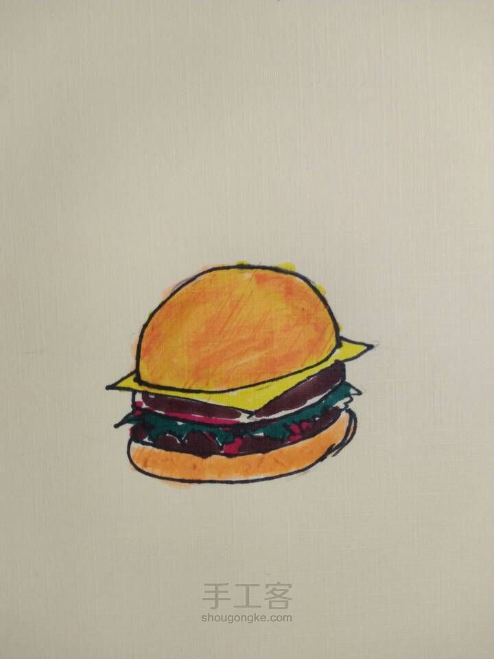 跟橙子学手绘——美食(汉堡包) 第3步