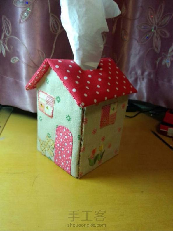 学习了，创新做了个房子纸巾盒 第2张