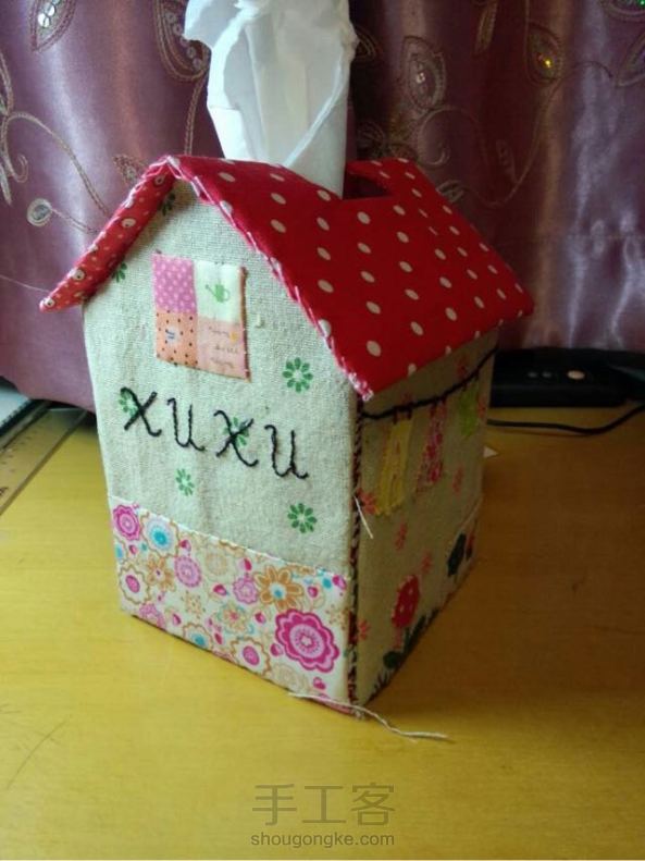 学习了，创新做了个房子纸巾盒 第3张