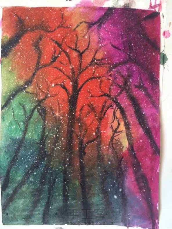 树枝和颜色都不太自然，再努力~