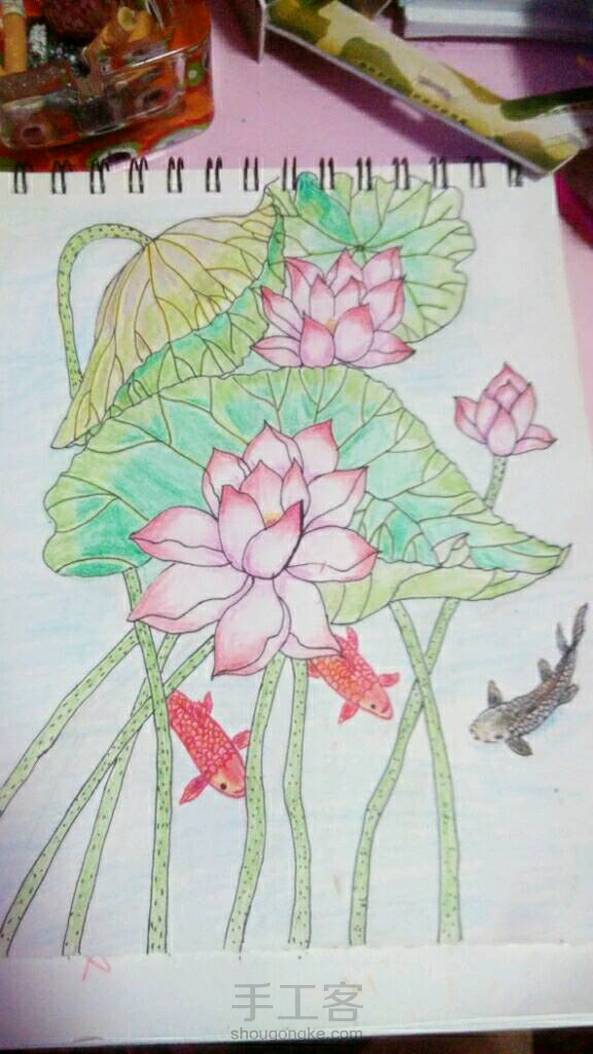 很多颜色都没有，第一次画彩铅