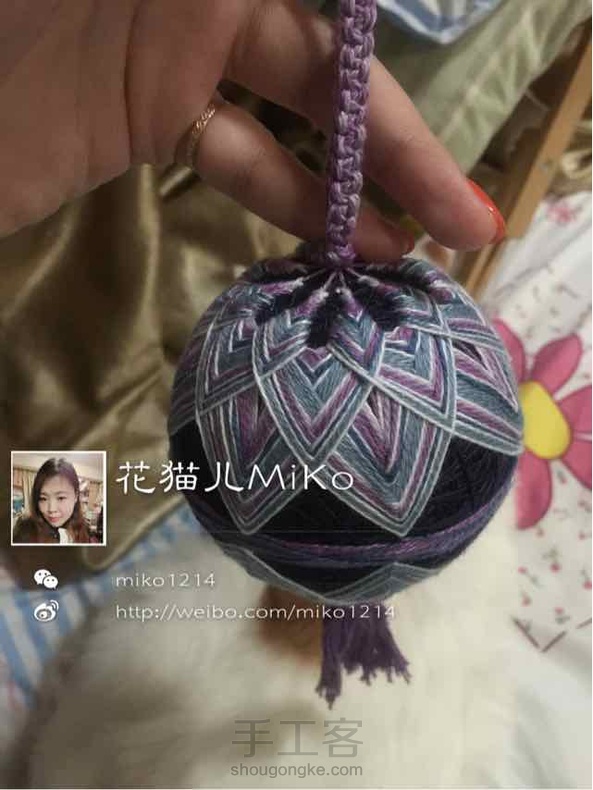 第一次做手鞠 感觉挺好玩的 现在只会这一种 还是要多学学啊 但是这到底算哪种手工呢？ 第2张