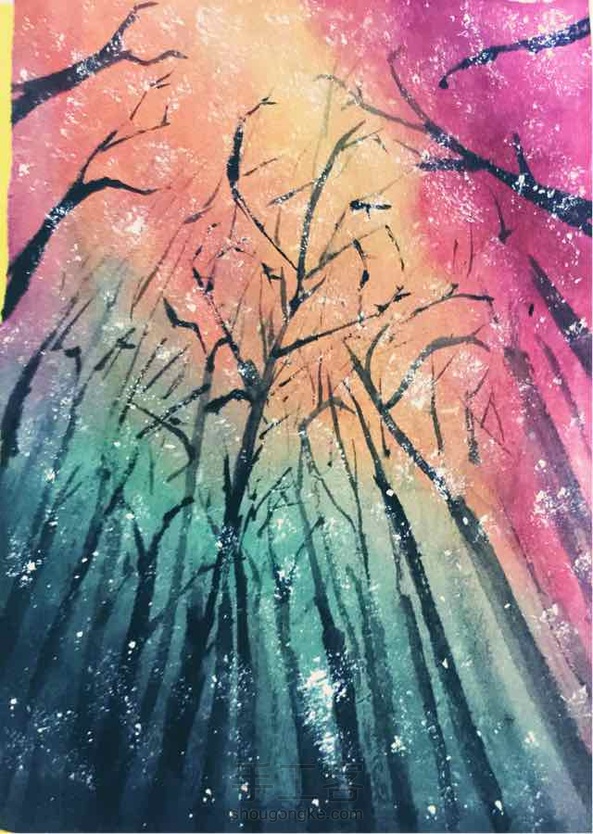 第一次画水彩，星星不会画啊，好丑…