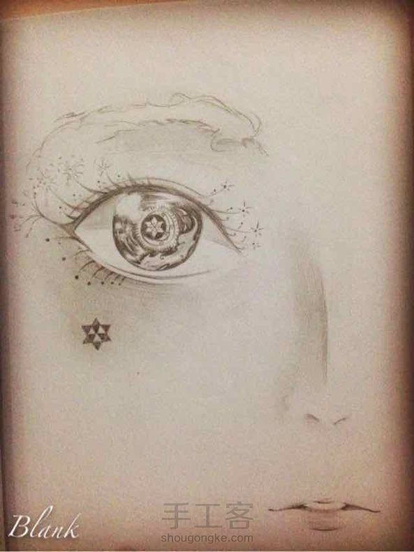 找到了之前画的火花瞳，正好和教程蝴蝶瞳做个对比，其实我还是喜欢她的眉毛…