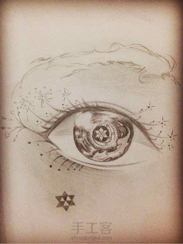 找到了之前画的火花瞳，正好和教程蝴蝶瞳做个对比，其实我还是喜欢她的眉毛… 第1张