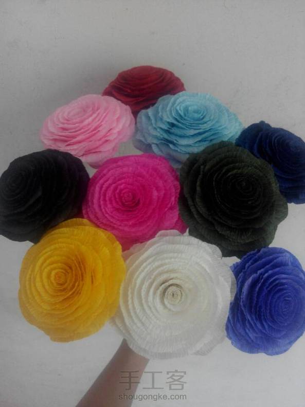 我做的  皱纹纸玫瑰花 第4张