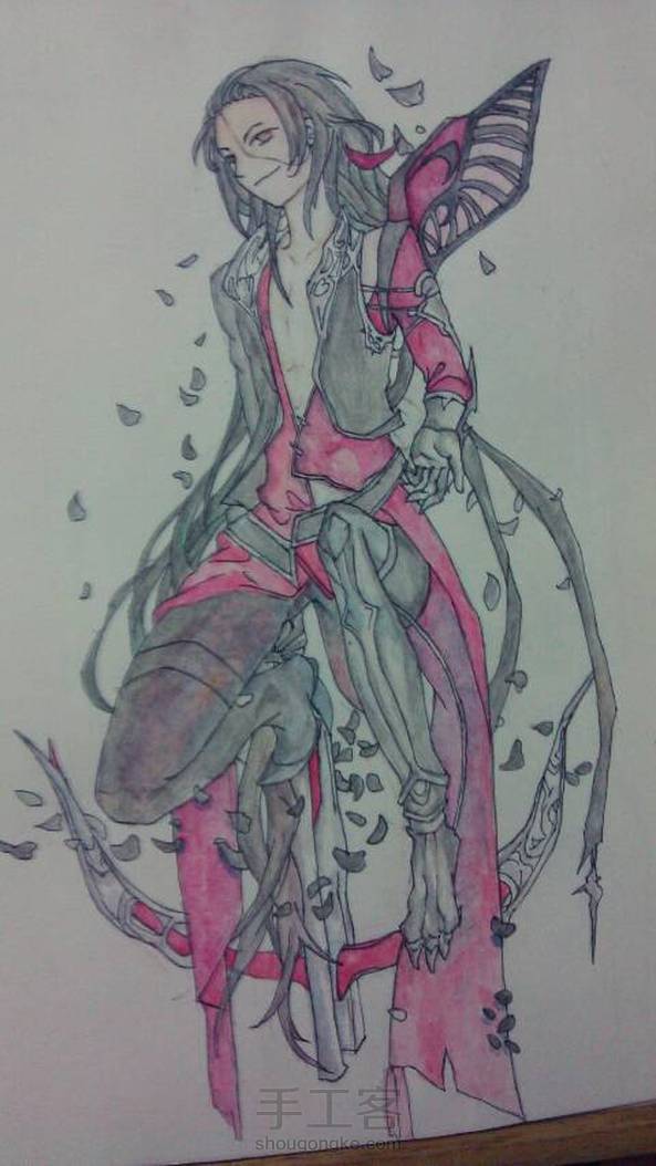 拿出渣画用针管笔勾了线，感觉顺眼多了…_φ(･ω･ )