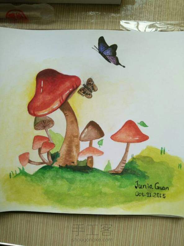 手绘梦幻蘑菇，喜欢吗？主页有发教程喔。