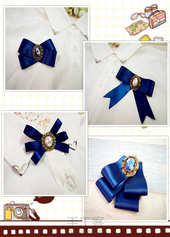 开在领上的花 —蓝调  复古领饰胸针、丝巾扣、领饰。学院风，搭配白衬衫最是好看