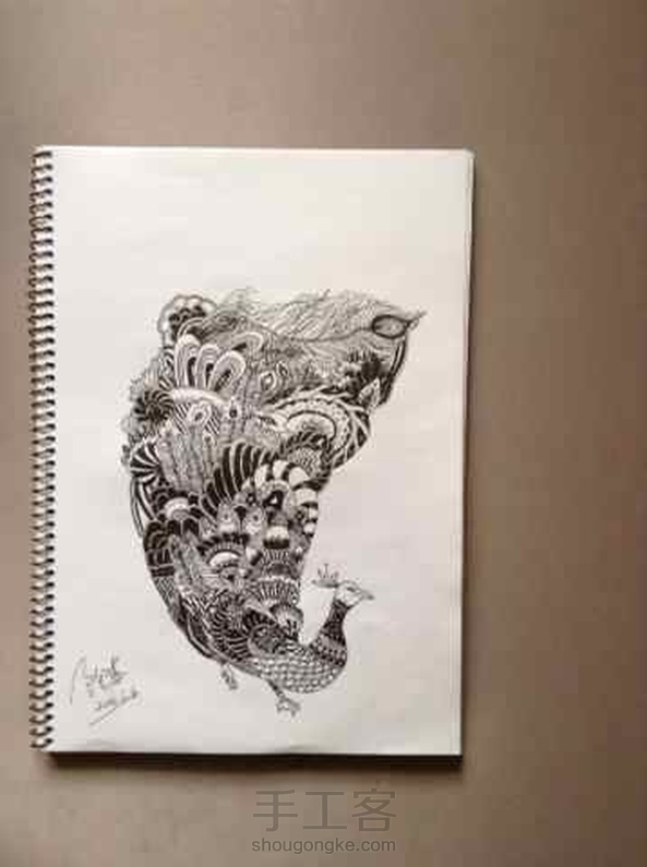 看到陈蛋蛋画的孔雀，看着好难，本以为不会画，教程太给力！谢谢！喜欢缠绕画～画得停不下来～