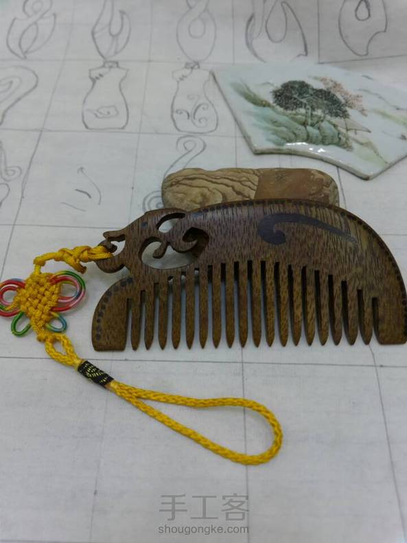 我的第二把木梳，《凤语》，镂空改镶粉！为什么呢！教程里有答案，