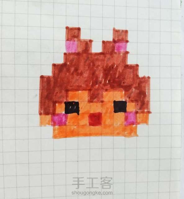 像素画,网格画__小孩