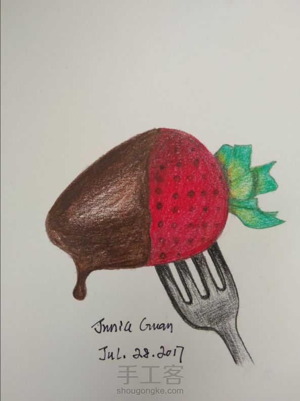 手把教你画彩铅1—巧克力草莓