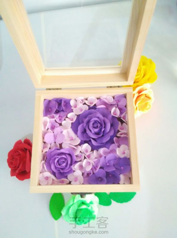优雅紫色黏土永生花盒