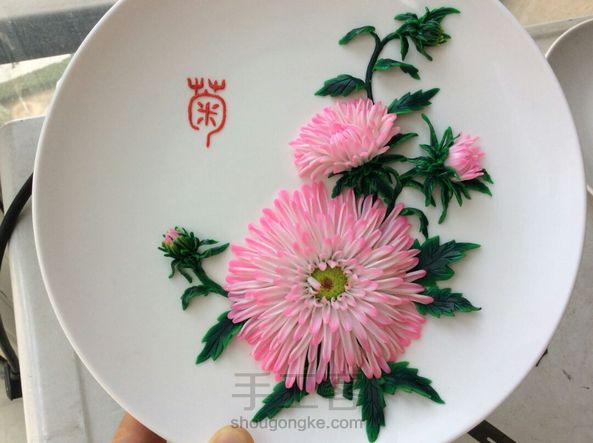 懒兔子软陶菊，花盘教程，粉色