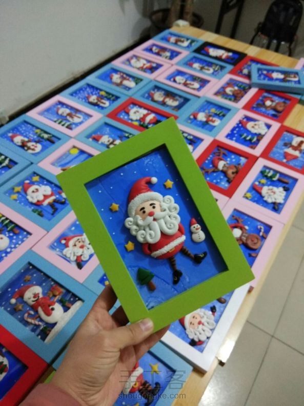 软陶圣诞老人相框装饰画