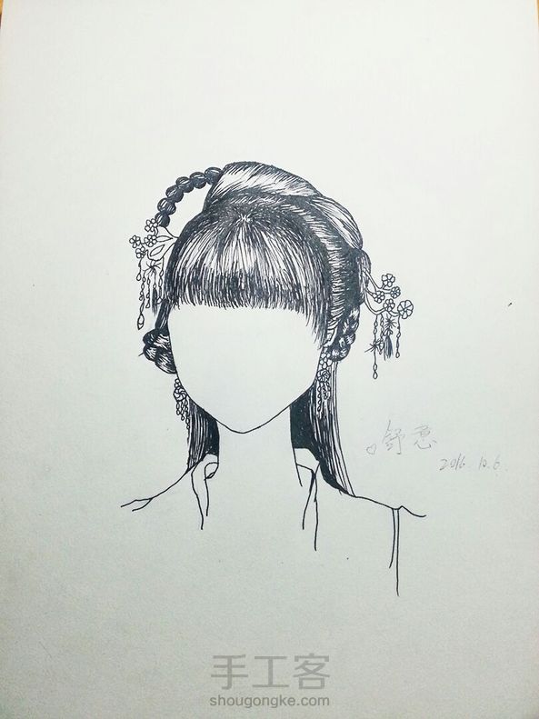 古风妹子的线描画 /舒意。