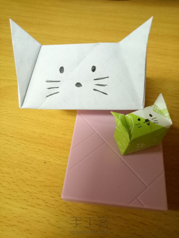 纸折猫耳方块盒
