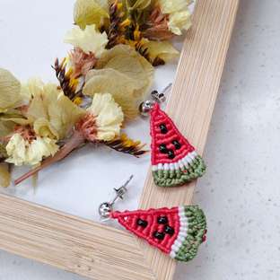 绳编耳坠—小西瓜