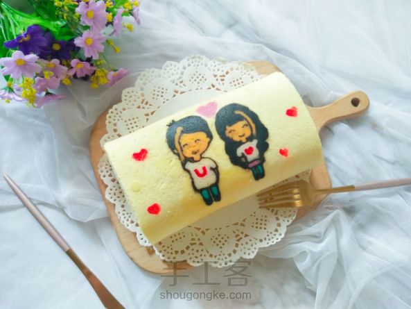 情人节彩绘蛋糕卷