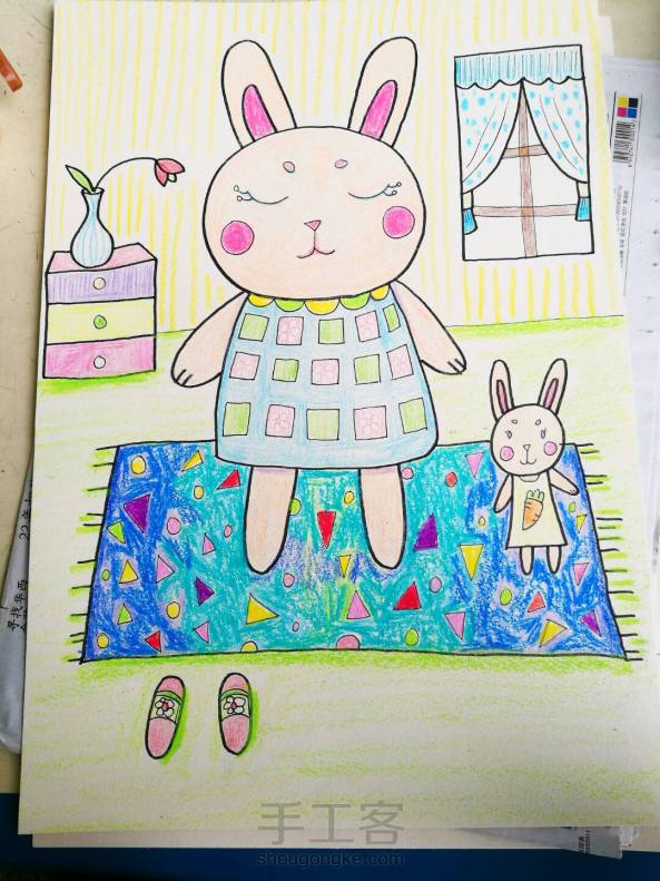 简单的兔子儿童画