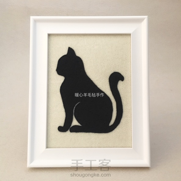 黑猫-羊毛毡绣画