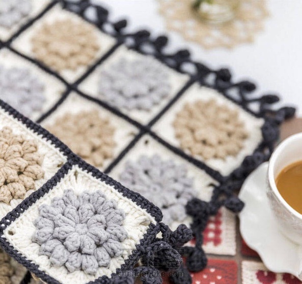 花团锦簇毯子毛线钩针编织教程