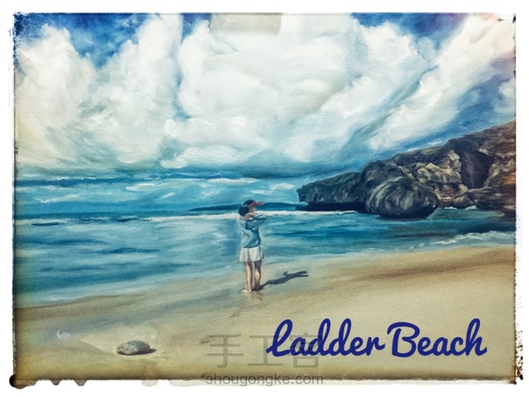 油画：拉德海滩的女孩