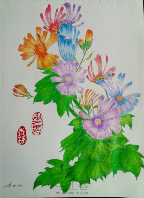 彩铅手绘花朵