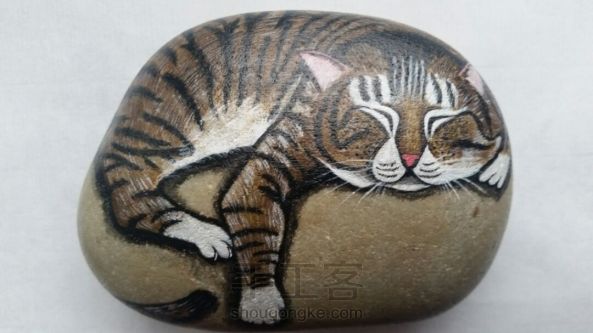 石头画之小懒猫