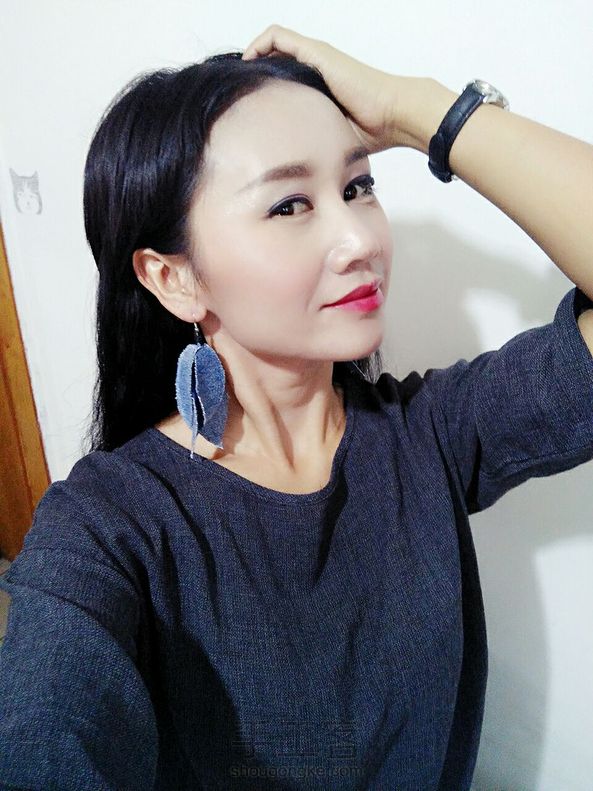 牛仔布艺耳环