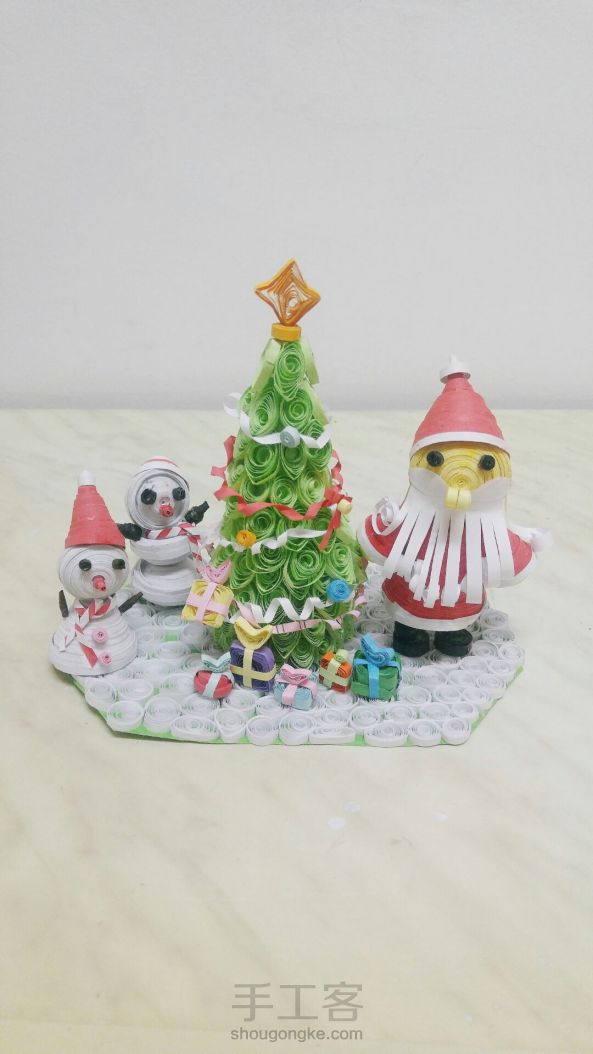 圣诞节立体衍纸-圣诞老人、圣诞树、雪人