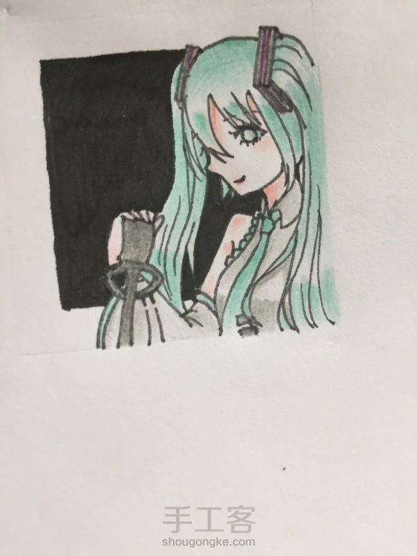 如何画一个萌萌哒初音头像