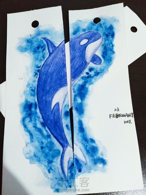 手绘书签鲸
