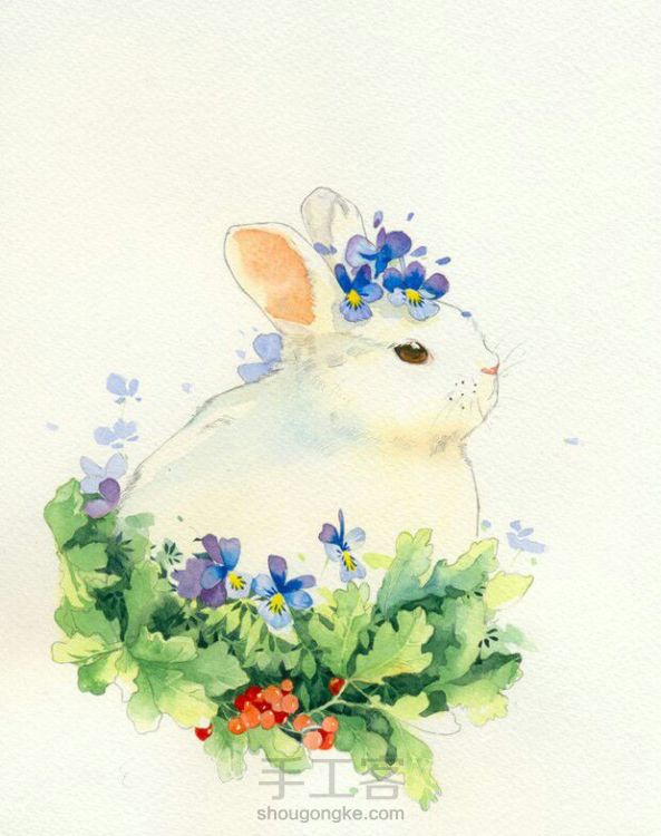 【临摹】手绘水彩小兔子装饰画