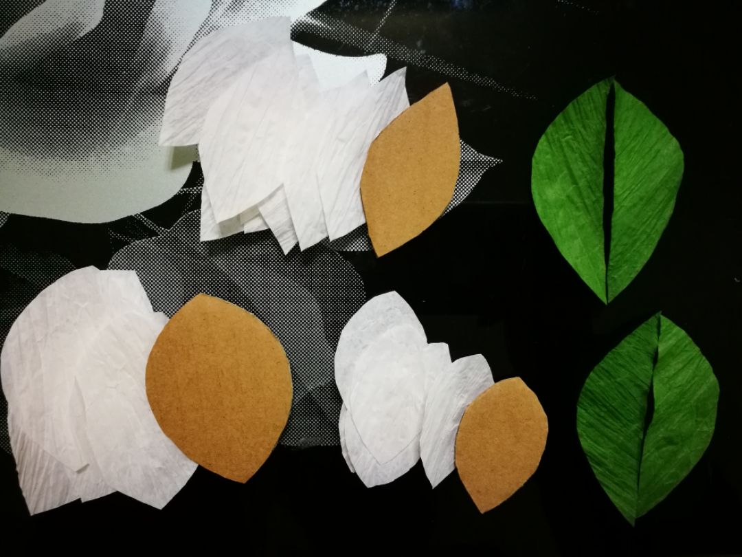 Crepe Paper Gardenia——栀子花开(纸藤) 第3步