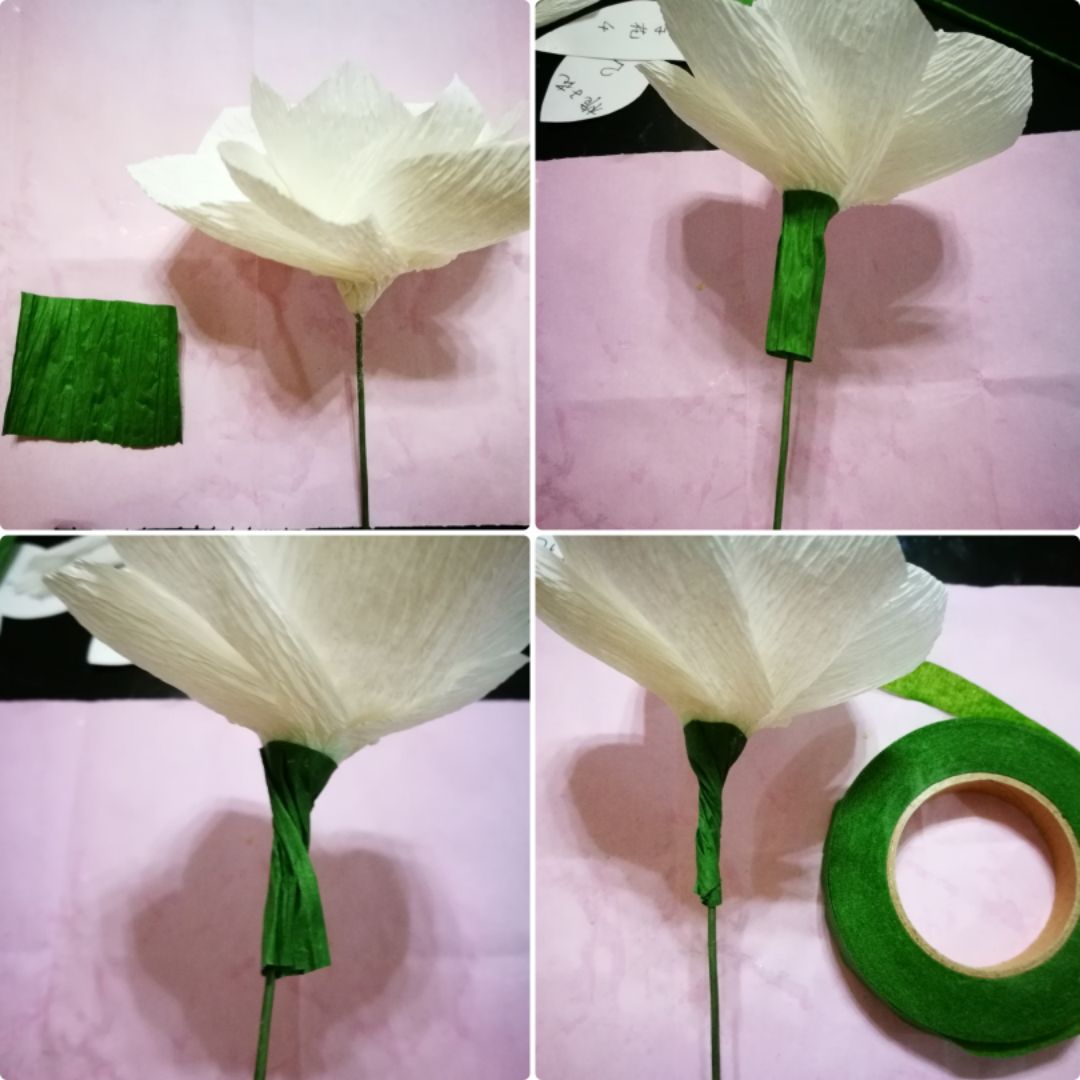 Crepe Paper Gardenia——栀子花开(纸藤) 第13步