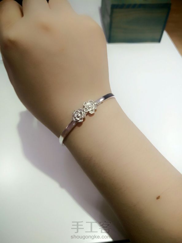 纯银小清新小花手镯