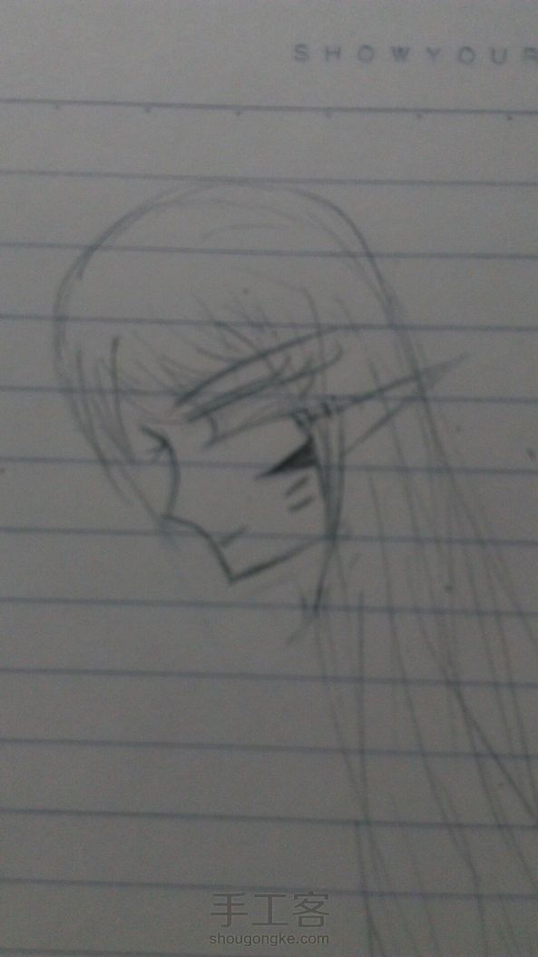 侧脸绘画