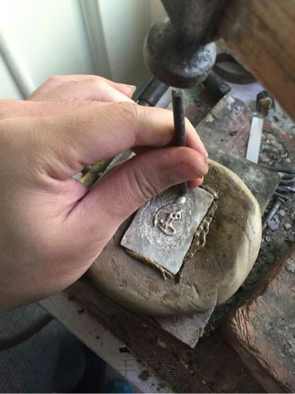 分享DIY手工银戒指和卡子镶嵌过程