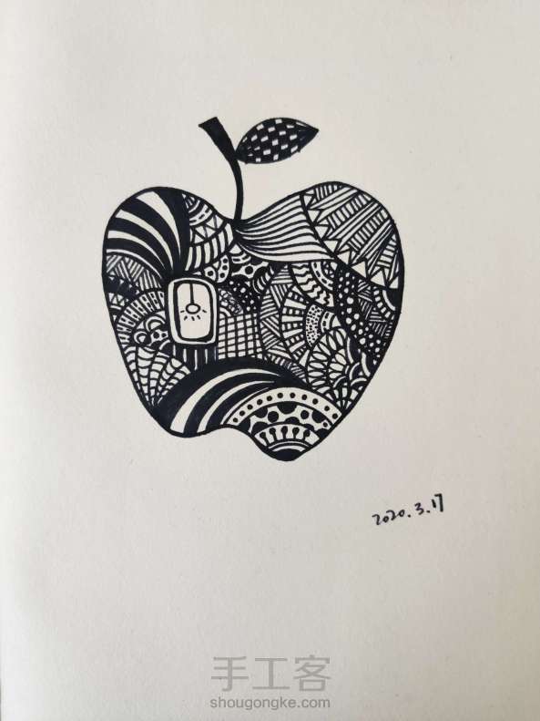 一颗苹果的线描故事