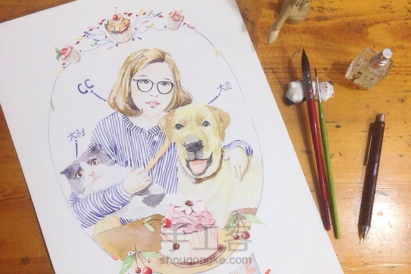 小主和小宠们的水彩画