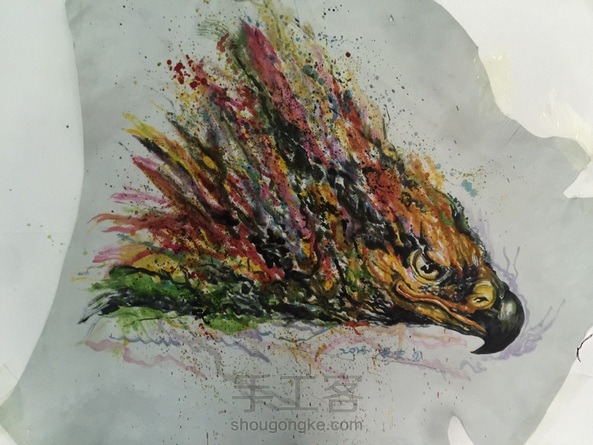 皮革手绘绘画,鹰